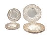 Two Sets of German Silver Reticulated Rim Plates, one set J. D. SCHLEISSNER SOHNE, Hanau, late 19th century