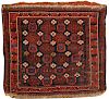 Belouch Bag, Afghanistan, late 19th century; 2 ft. 2 in. x 1 ft. 10 in. together with a Belouch Bagface, Afghanistan, ca. 1875 2 ft. x 2 ft.