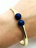 14k Yellow Gold Lapis Lazuli Cuff Bracelet 7" 
