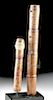 Lot of 2 Paracas Engraved Bamboo Flute & Drug Container