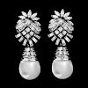 Art Deco Diamond, Pearl and Platinum Earrings