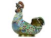 A Russian silver-gilt and cloisonné enamel rooster-form kovsh