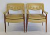MIDCENTURY. Pair Of Upholstered Arm Chairs.
