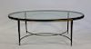 BAKER. Brushed Metal Oval Coffee Table.