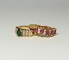 Two Estate 14KT Gold Diamond Emerald Ruby Rings