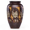 CHARLES CATTEAU Large Grès Keramis vase with owls