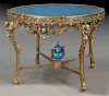 Louis XV style dore bronze & porcelain table,