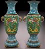 Pr. Chinese monumental cloisonne vases,