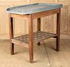 RUSTIC WOOD POTTING TABLE WITH ZINC TOP