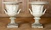 PAIR PAINTED CAST IRON NEOCLASSICAL URNS FIGURAL