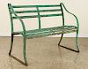 PAINTED GREEN IRON STRAP WORK BENCH