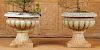 PAIR CARVED STONE GARDEN PLANTERS MELON FORM BOWL