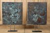 PAIR COPPER PRINTING PLATES MUSEUM STYLE STANDS