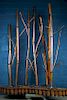 IRON BAMBOO FORM SCULPTURE COPPER WASH
