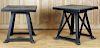 PAIR SLATE TOP CAST IRON SIDE TABLES