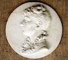 FRENCH CARVED MARBLE PLAQUE OF WOMAN C. 1880