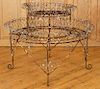 ROUND WROUGHT IRON TWO TIER PLANT STAND