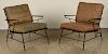 PAIR VINTAGE WROUGHT IRON PATIO LOUNGE CHAIRS1970