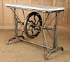 CAST IRON MARBLE TOP MECHANICAL TABLE C. 1900
