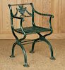 PAINTED CAST IRON NEOCLASSICAL STYLE GARDEN CHAIR