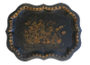 Black Tole Tray with Chinoserie Design 