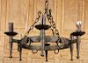 WROUGHT AND CAST IRON RUSTIC SIX LIGHT CHANDELIER