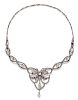 A Belle Epoque Silver Topped 18 Karat Yellow and Diamond Festoon Necklace, French, 22.40 dwts.