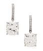 A Pair of Platinum and Diamond Drop Earrings, 5.20 dwts.