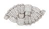 A Pair of Platinum, White Gold and Diamond Brooches, 27.20 dwts.