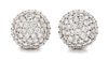 A Pair of Platinum and Diamond Dome Earclips, 17.00 dwts.