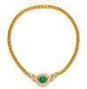An 18 Karat Yellow Gold, Emerald and Diamond Necklace, 54.50 dwts.
