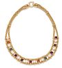 An 18 Karat Yellow Gold, Cultured Pearl, and Multigem Collar Necklace, Italian, 60.20 dwts.