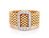 A 14 Karat Bicolor Gold and Diamond Buckle Ring, 6.20 dwts.