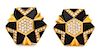 A Pair of 18 Karat Yellow Gold, Diamond and Onyx Earclips, Albert Lipton, 21.80 dwts.