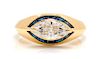 An 18 Karat Yellow Gold, Diamond and Sapphire Ring, Picchiotti, 3.10 dwts.