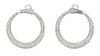 A Pair of 18 Karat White Gold and Diamond Hoop Earrings, 10.20 dwts.