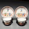 Pair Chinese Export 'Circus Performers' cup/saucer