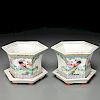 Pair Chinese famille rose porcelain jardinieres