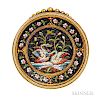 Antique Gold and Micromosaic Brooch, depicting swans, ropework accents, dia. 1 3/8 in.