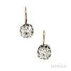 Diamond Earrings. set with old mine-cut diamonds, approx. total wt. 2.00 cts.