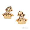 18kt Gold and Diamond Earclips, Van Cleef & Arpels, France, each designed as a bow, 17.3 dwt, lg. 1 1/4 in., no. B3290A10, maker's mar