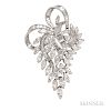 Platinum and Diamond Pendant/Brooch, set with marquise-, tapered baguette-, baguette-, and pear-cut diamonds, approx. total wt. 10.00 c
