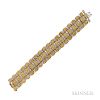 18kt Gold and Diamond Bracelet, the strap bracelet set with full-cut diamonds, approx. total wt. 7.50 cts., 61.7 dwt, wd. 7/8, lg. 7 in