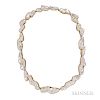 18kt Gold and Freshwater Pearl Necklace, Angela Cummings, Tiffany & Co., c. 1980, designed as bezel-set freshwater pearl links, lg. 18