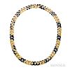 18kt Gold and Blackened Steel Necklace, Bulgari, New York, 65.2 dwt, lg. 16 1/8 in., no. V825, signed.