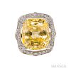 18kt White Gold, Yellow Sapphire, and Diamond Ring, Stephen Webster, set with a cushion-cut yellow sapphire measuring approx. 16.70 x 1