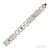 18kt White Gold and Diamond Bracelet, set with full-cut diamonds, approx. total wt. 6.50 cts., blue stone accents, 34.6 dwt, lg. 7 1/2,