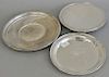 Three sterling silver round plates. dia. 10 in., 10 in., & 12 in., 30.8 troy ounces