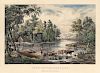 View on the Rondout - Medium Folio Currier & Ives Lithograph