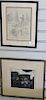 Three framed pieces to include J. Gilbert?, grey wash and ink on paper of figures, marked Rembt born 1606 Jerberg 1608 size of pictu...